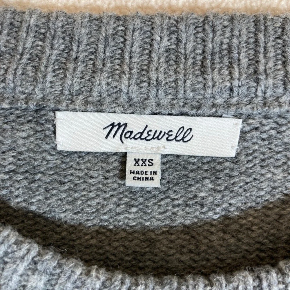 Madewell Cozy Merino Wool Sweater Dress  XXS Black/Grey Colorblock Casual Preppy